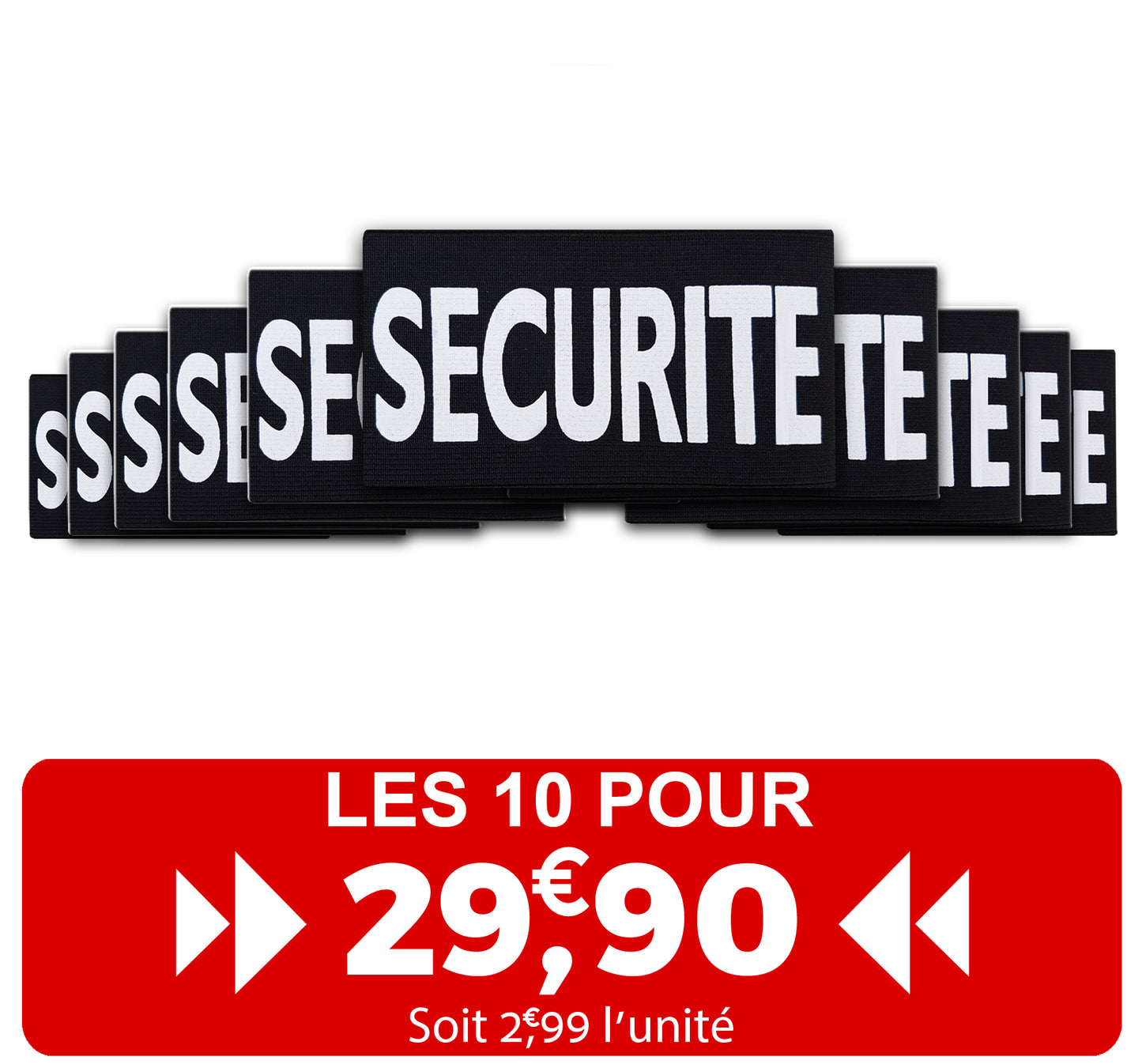 LE PACK DE 10 BRASSARD NOIR SECURITE