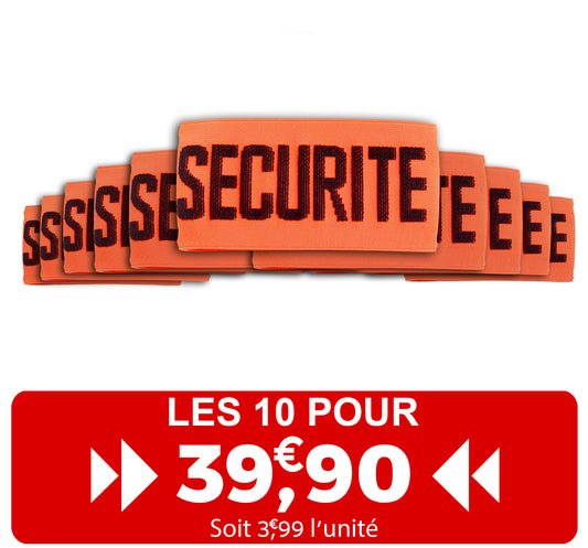 LE PACK DE 10 BRASSARD ORANGE SECURITE