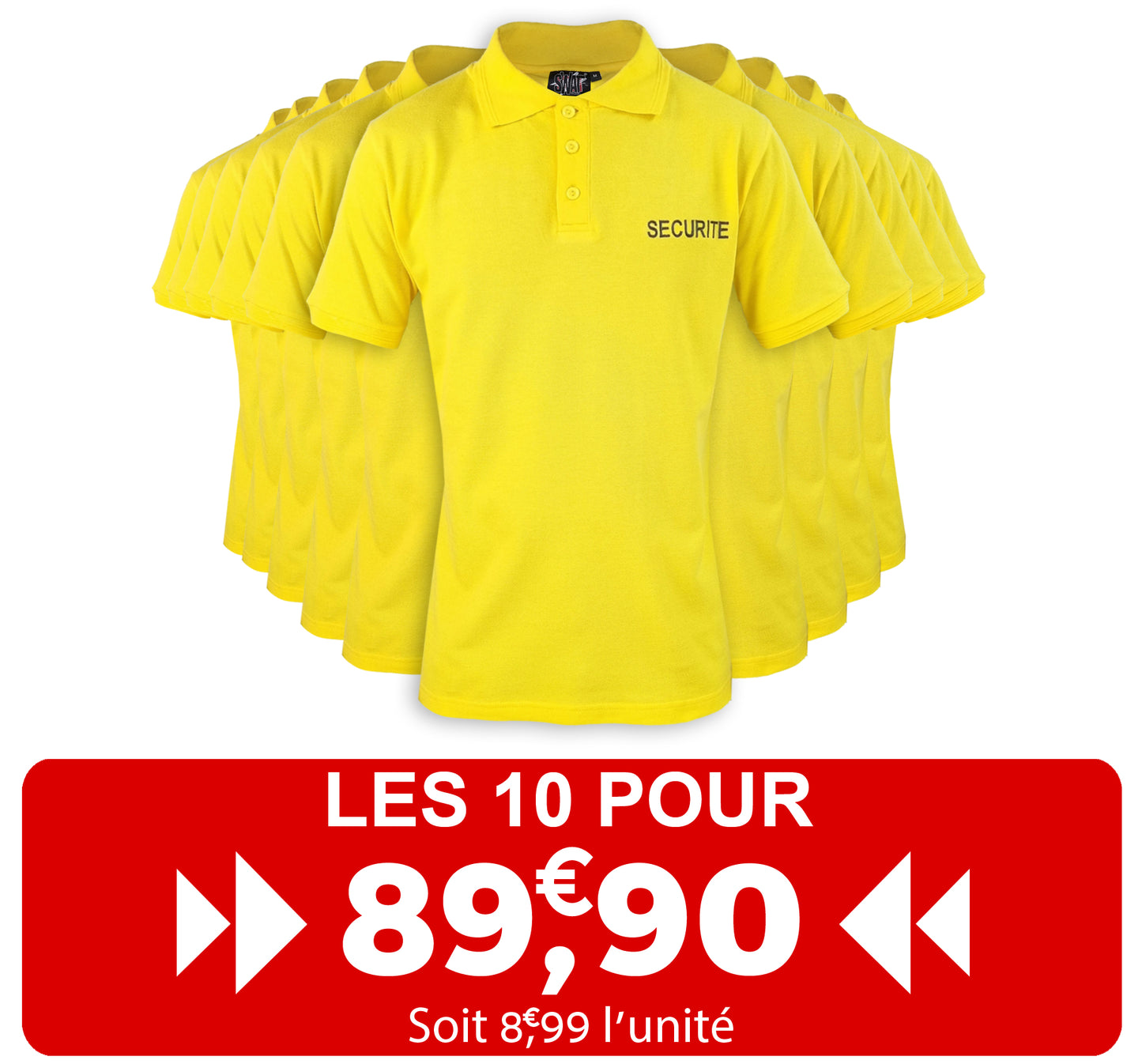 LE PACK DE 10 POLO SÉCURITÉ JAUNE MANCHE COURTE