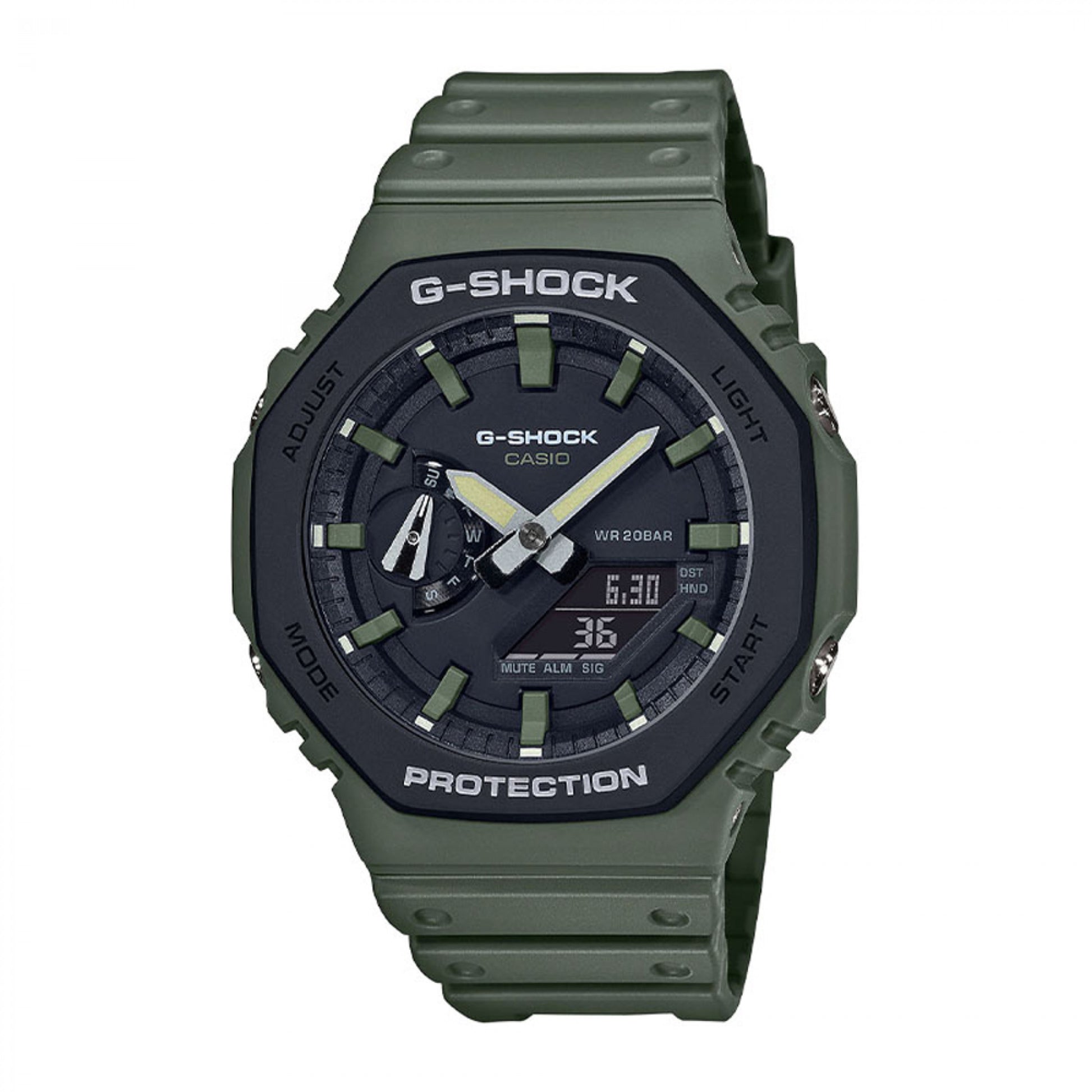 Image d'une montre g-shock militaire de couleur verte